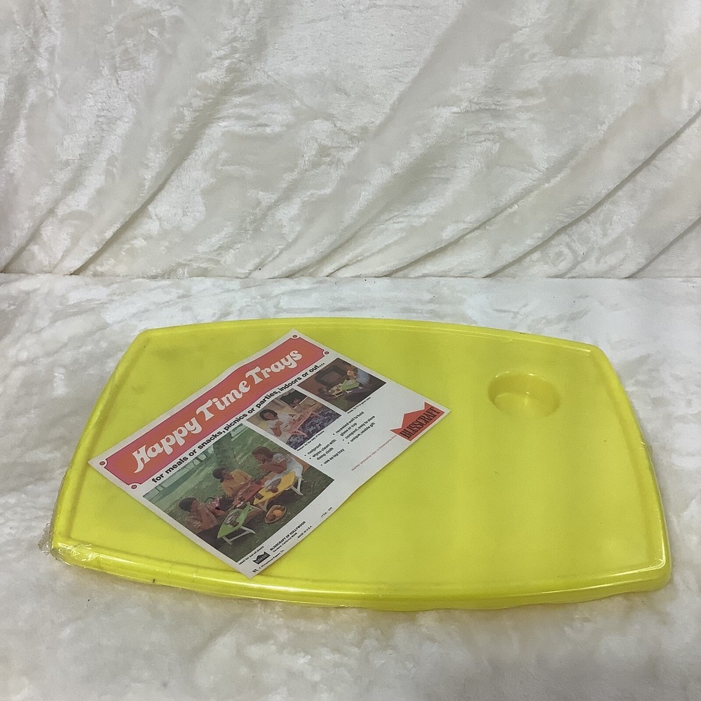 Serving Tray Vintage Bliss craft Happy Time Plastic‎ Yellow **NEW**